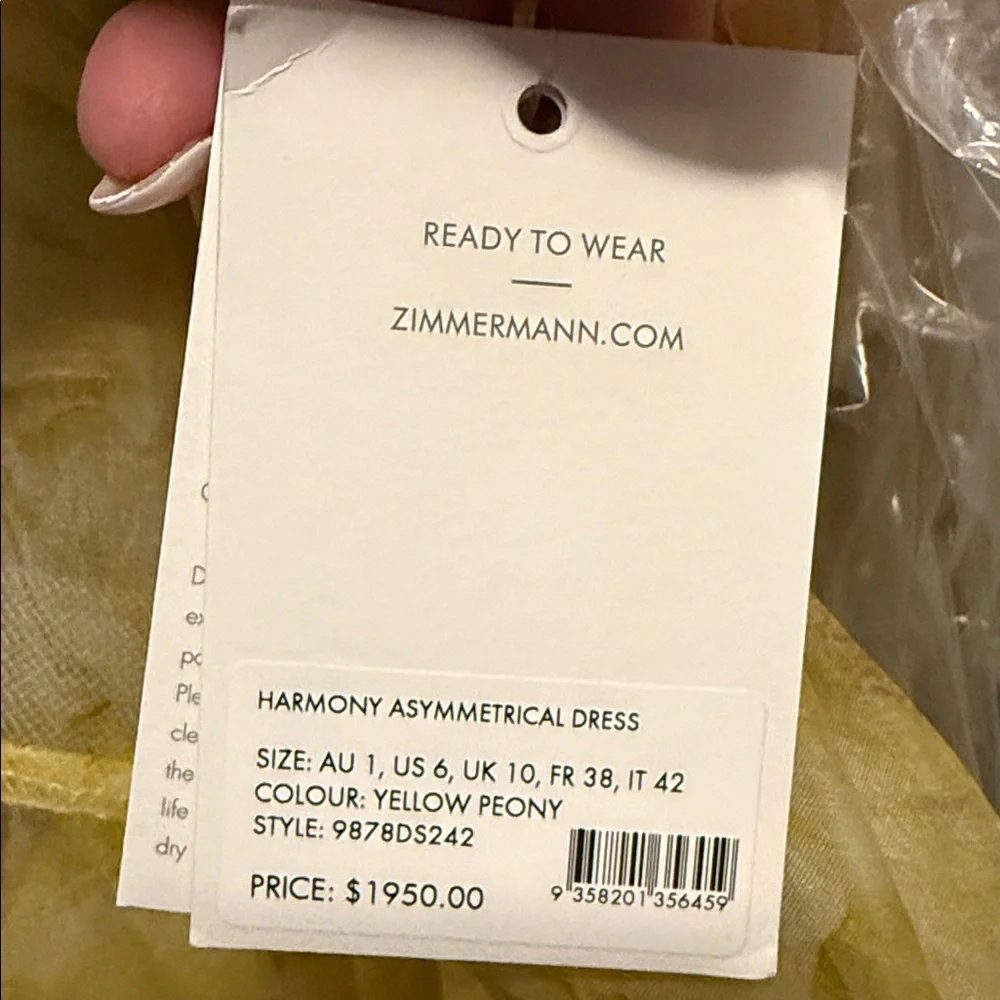 ZIMMERMANN | ✨NEW✨ Harmony Asymmetrical Dress in Yellow Peony - Picture 5 of 6